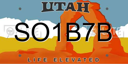 SO1B7B Utah License Plate