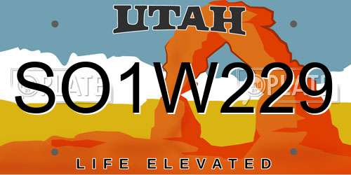 SO1W229 Utah License Plate