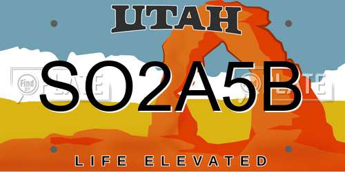 SO2A5B Utah License Plate
