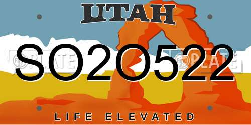 SO2O522 Utah License Plate