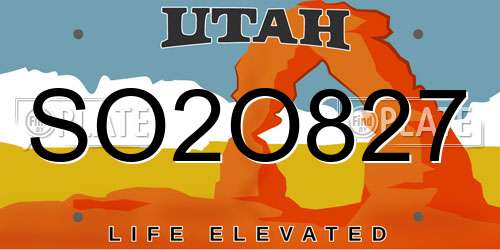 SO2O827 Utah License Plate