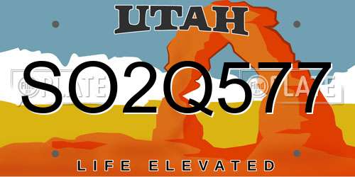 SO2Q577 Utah License Plate