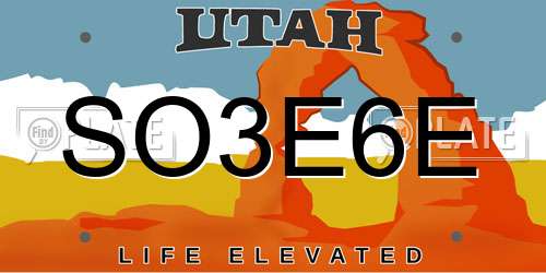 SO3E6E Utah License Plate