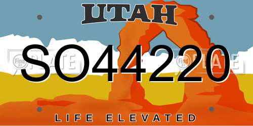 SO44220 Utah License Plate