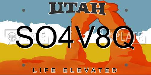 SO4V8Q Utah License Plate
