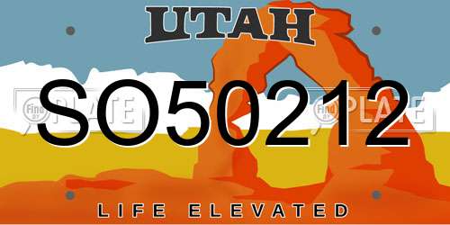 SO50212 Utah License Plate