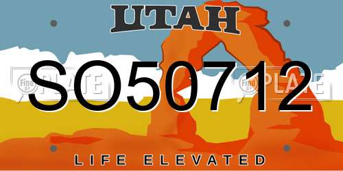 SO50712 Utah License Plate
