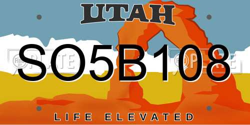SO5B108 Utah License Plate
