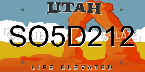 SO5D212 Utah License Plate