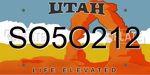 SO5O212 Utah License Plate
