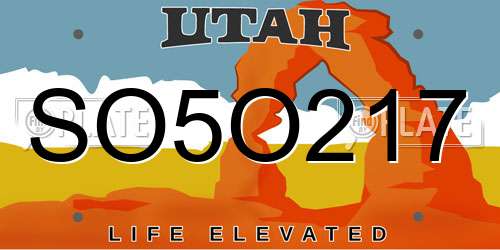 SO5O217 Utah License Plate