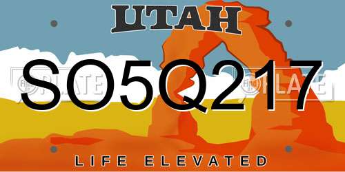 SO5Q217 Utah License Plate