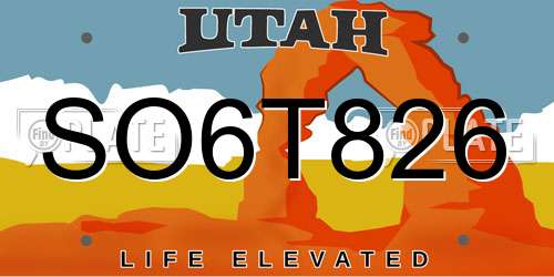 SO6T826 Utah License Plate