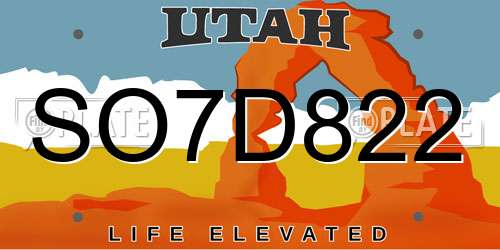 SO7D822 Utah License Plate