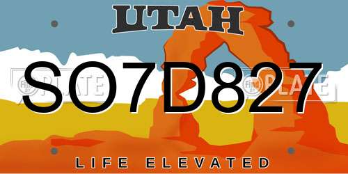 SO7D827 Utah License Plate