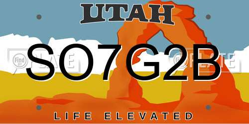 SO7G2B Utah License Plate