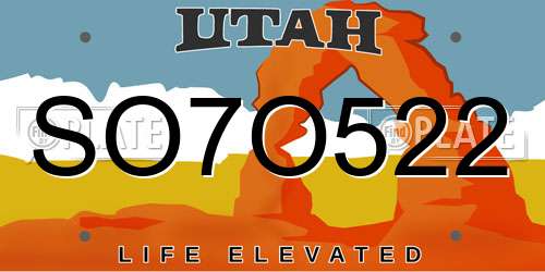 SO7O522 Utah License Plate