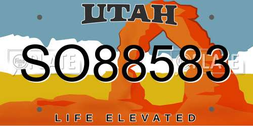 SO88583 Utah License Plate