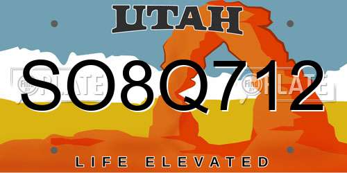 SO8Q712 Utah License Plate