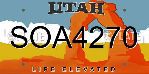 SOA4270 Utah License Plate