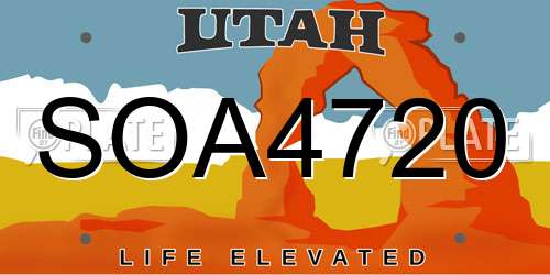 SOA4720 Utah License Plate