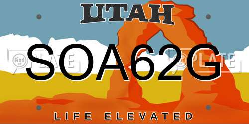 SOA62G Utah License Plate