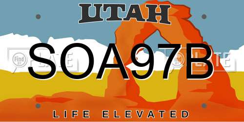SOA97B Utah License Plate