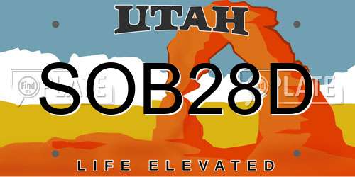 SOB28D Utah License Plate