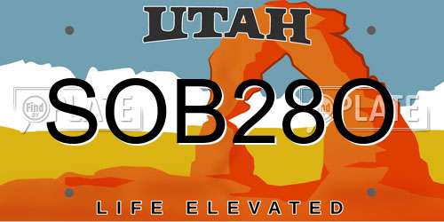 SOB28O Utah License Plate