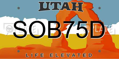 SOB75D Utah License Plate