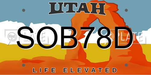 SOB78D Utah License Plate