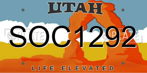 SOC1292 Utah License Plate