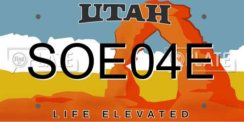 SOE04E Utah License Plate