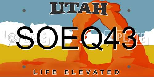 SOEQ43 Utah License Plate