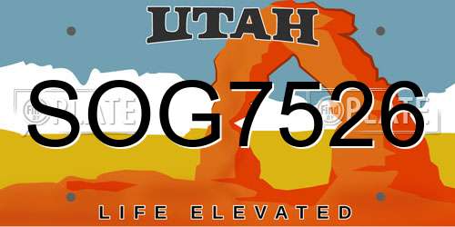 SOG7526 Utah License Plate