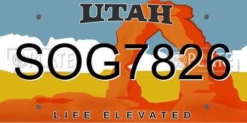 SOG7826 Utah License Plate