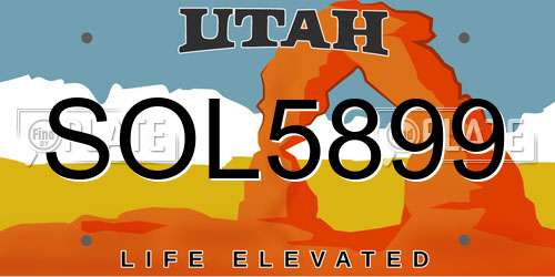 SOL5899 Utah License Plate