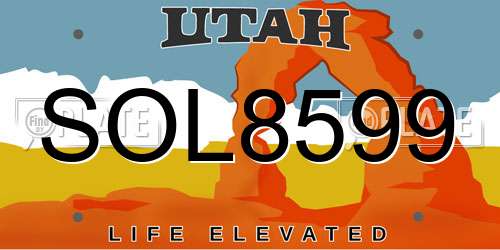 SOL8599 Utah License Plate