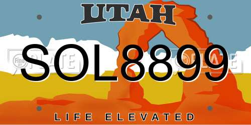 SOL8899 Utah License Plate
