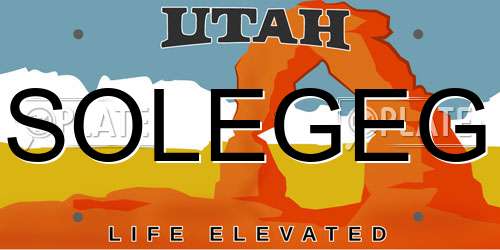 SOLEGEG Utah License Plate