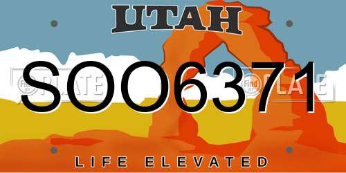 SOO6371 Utah License Plate