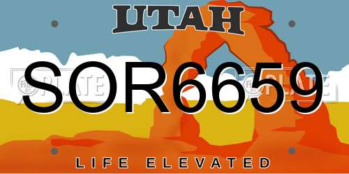 SOR6659 Utah License Plate