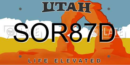 SOR87D Utah License Plate