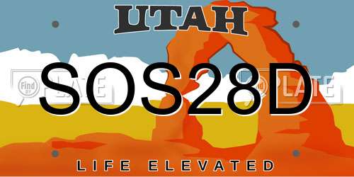 SOS28D Utah License Plate
