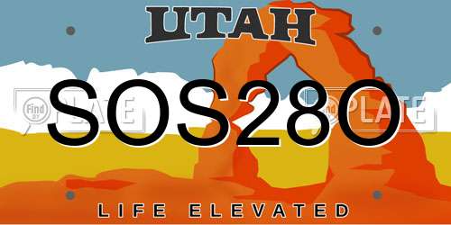 SOS28O Utah License Plate
