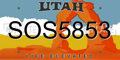 SOS5853 Utah License Plate