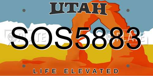 SOS5883 Utah License Plate