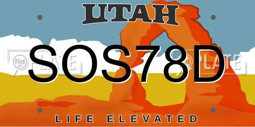 SOS78D Utah License Plate