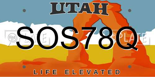 SOS78Q Utah License Plate