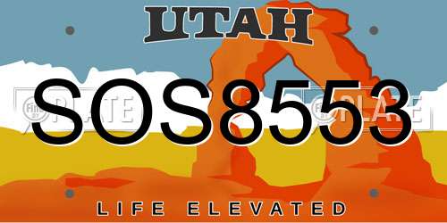 SOS8553 Utah License Plate
